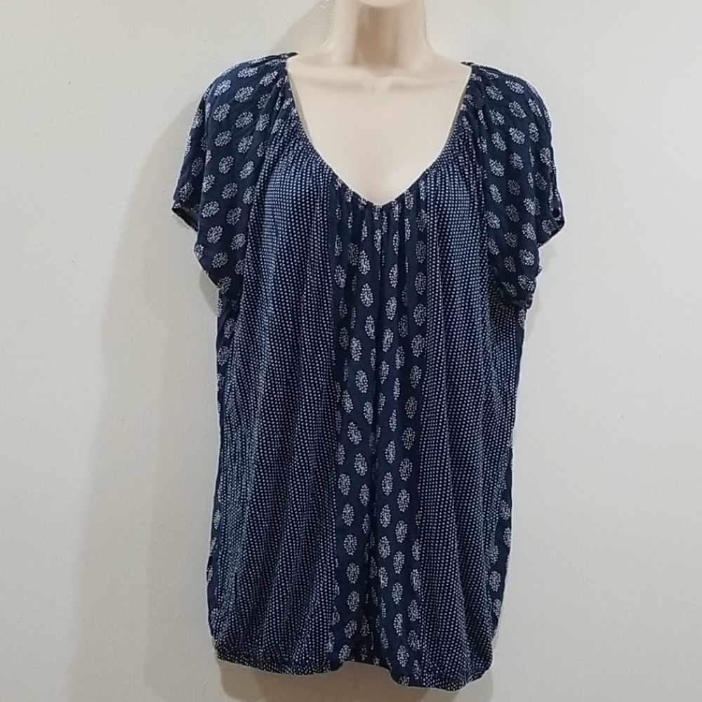 Old navy women's 2x blue & white blouse